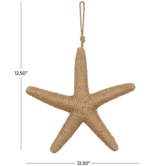 12.5" Handmade Wrapped Jute Starfish Hanging Wall Décor